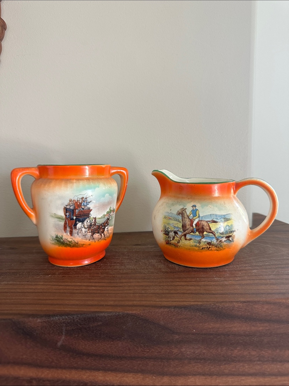 MCM Vintage Czech Sugar Bowl & Creamer